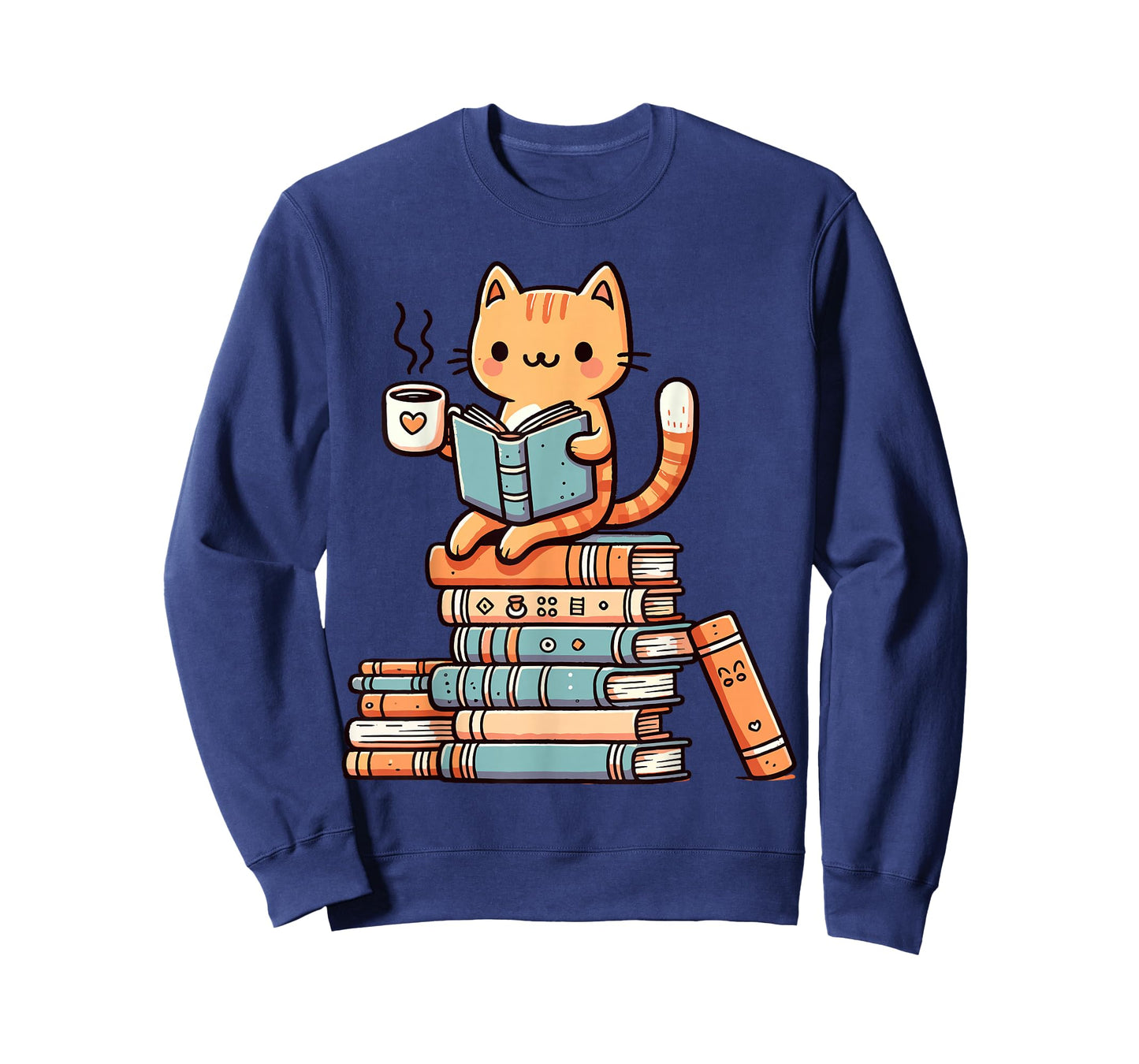 Kawaii Cat Coffee Books Teacher Men Women Girls Kids T-Shirt