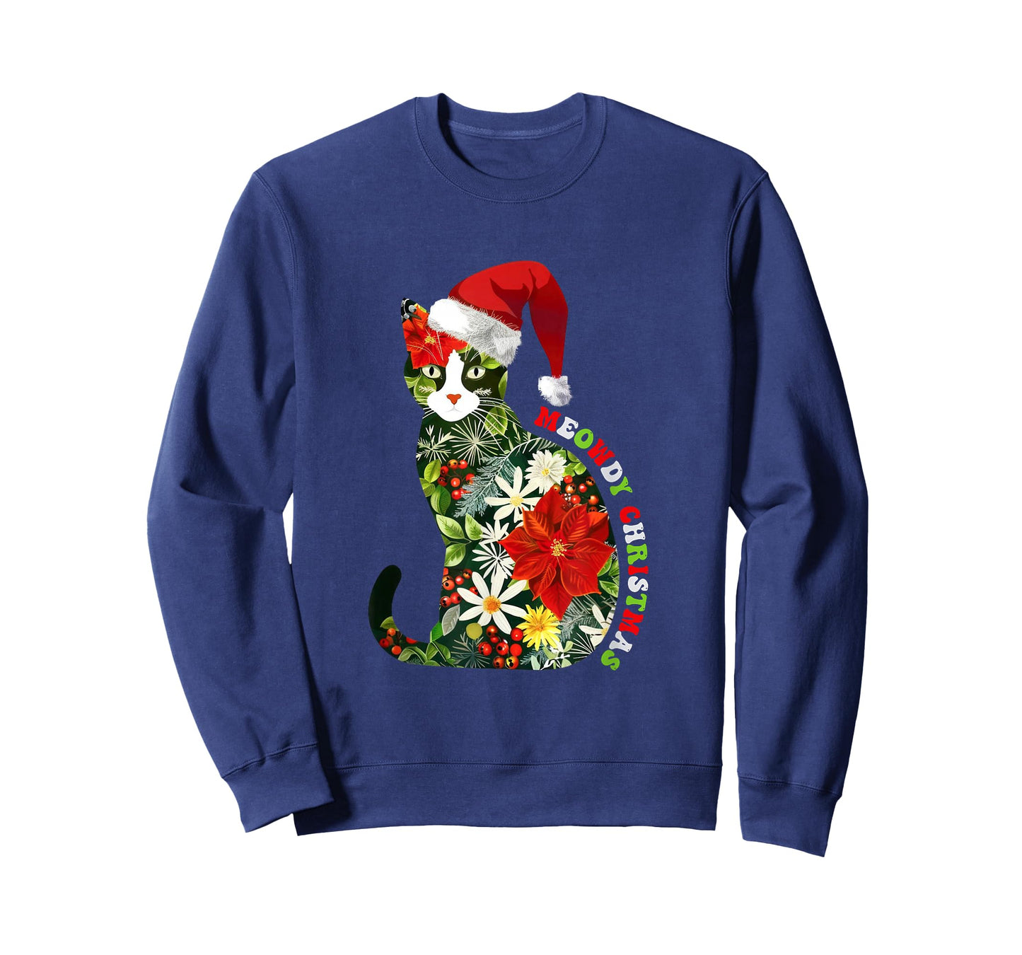 Meowdy Christmas Floral Cat for Cat Lover Holiday Fun T-Shirt