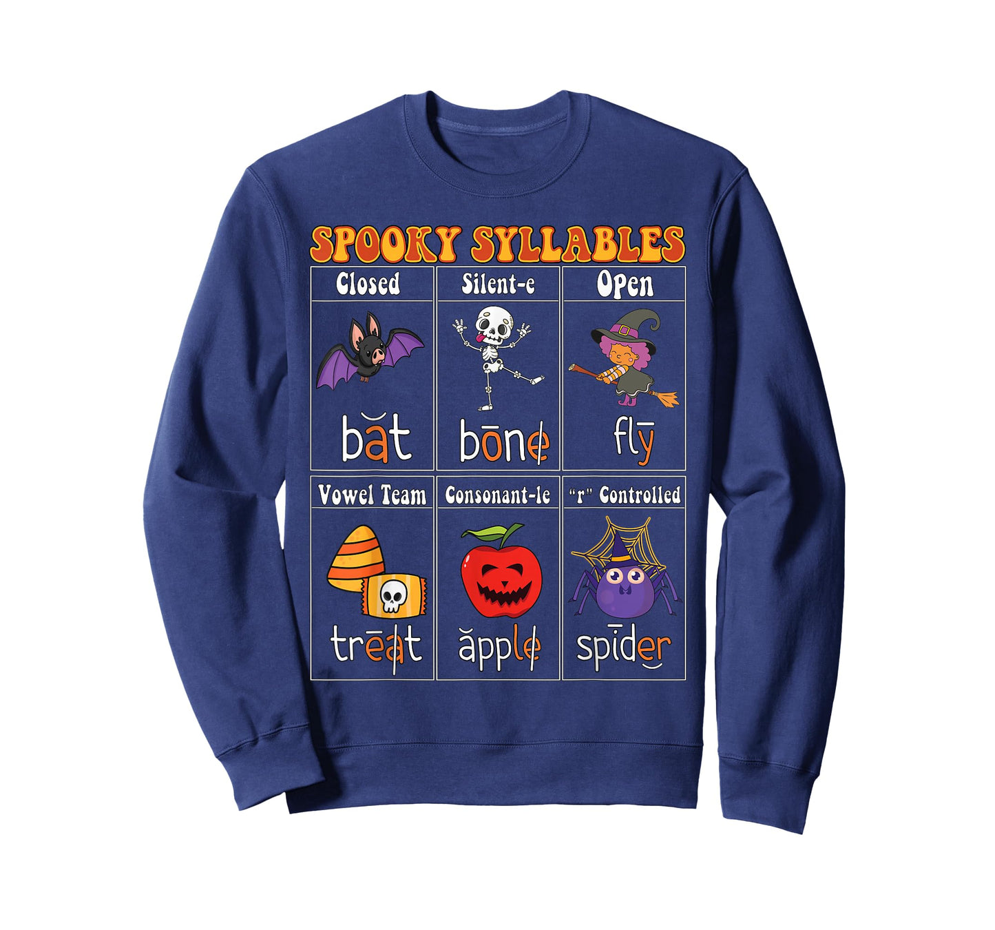 Spooky Syllables Teacher Funny Halloween Educational Kids T-Shirt