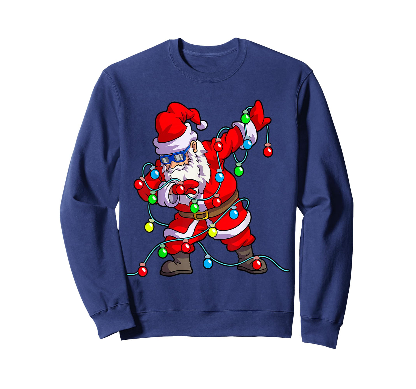 Christmas Dabbing Santa Men Kids Boys Xmas Gifts Tree Lights T-Shirt