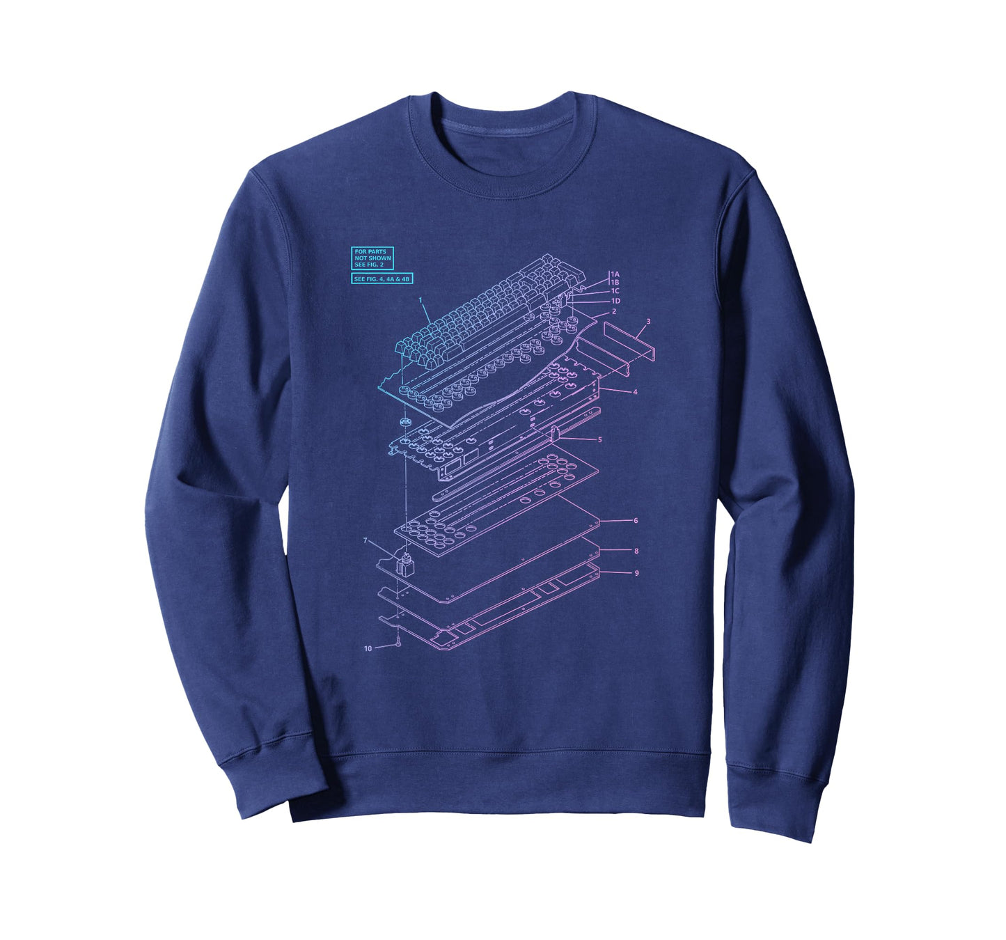 All Things Geek by MCMA Mechanical Keyboard Patent Drawing Graphic Design Art T-Shirt - Unisex-Adults, Black, Small