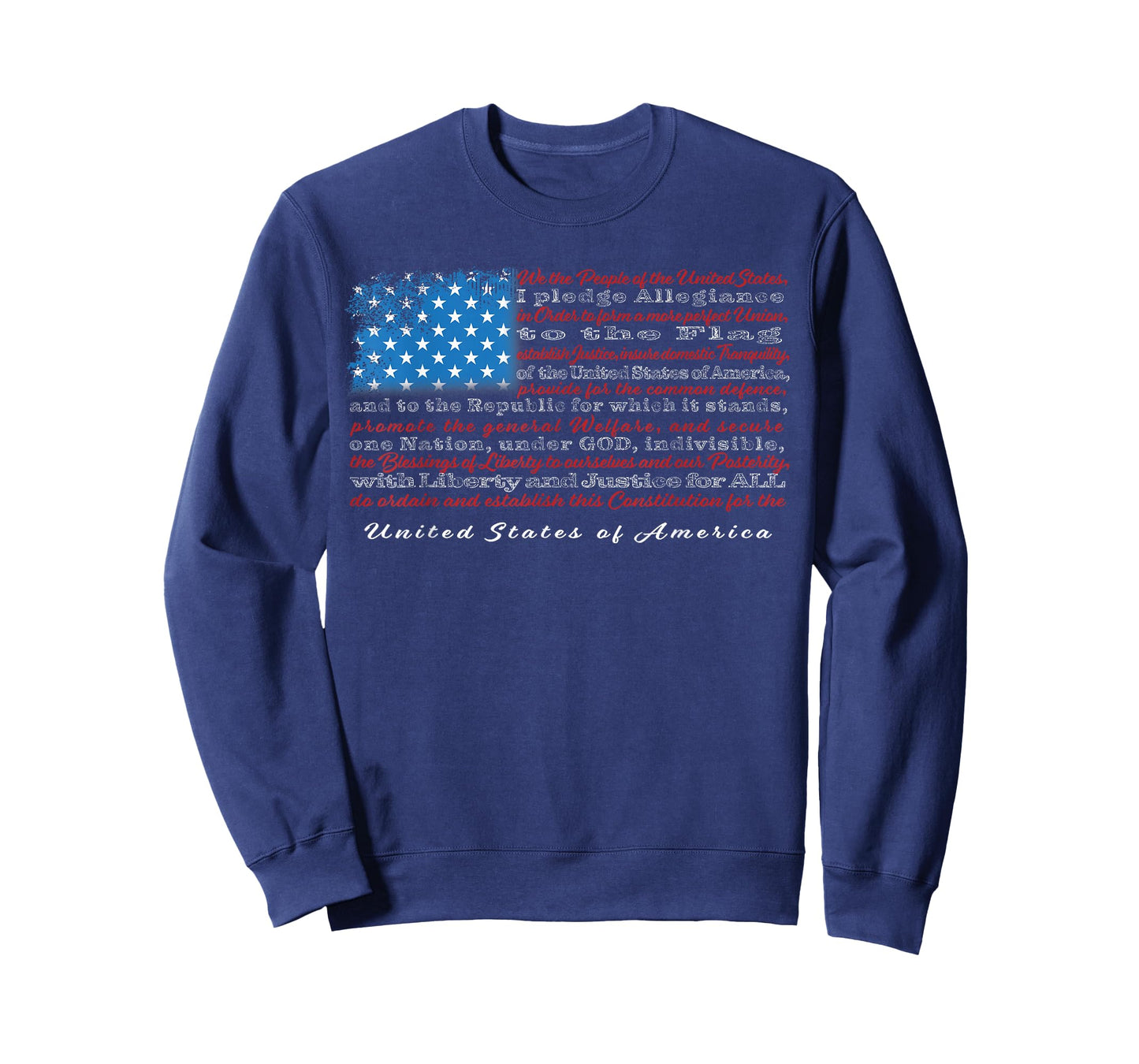 US Flag with Constitution Preamble and Pledge of Allegiance T-Shirt