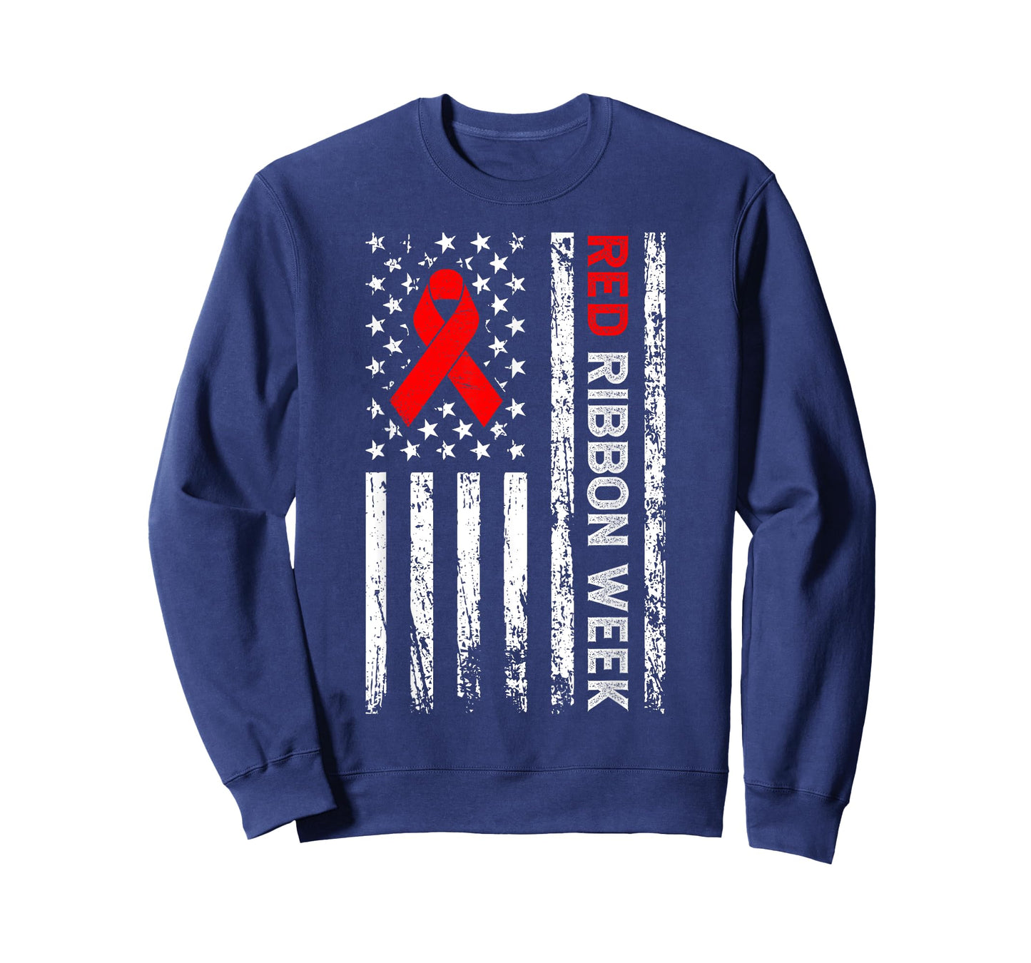 Vintage Drug Free Shirt American Flag Line Red Ribbon Week T-Shirt
