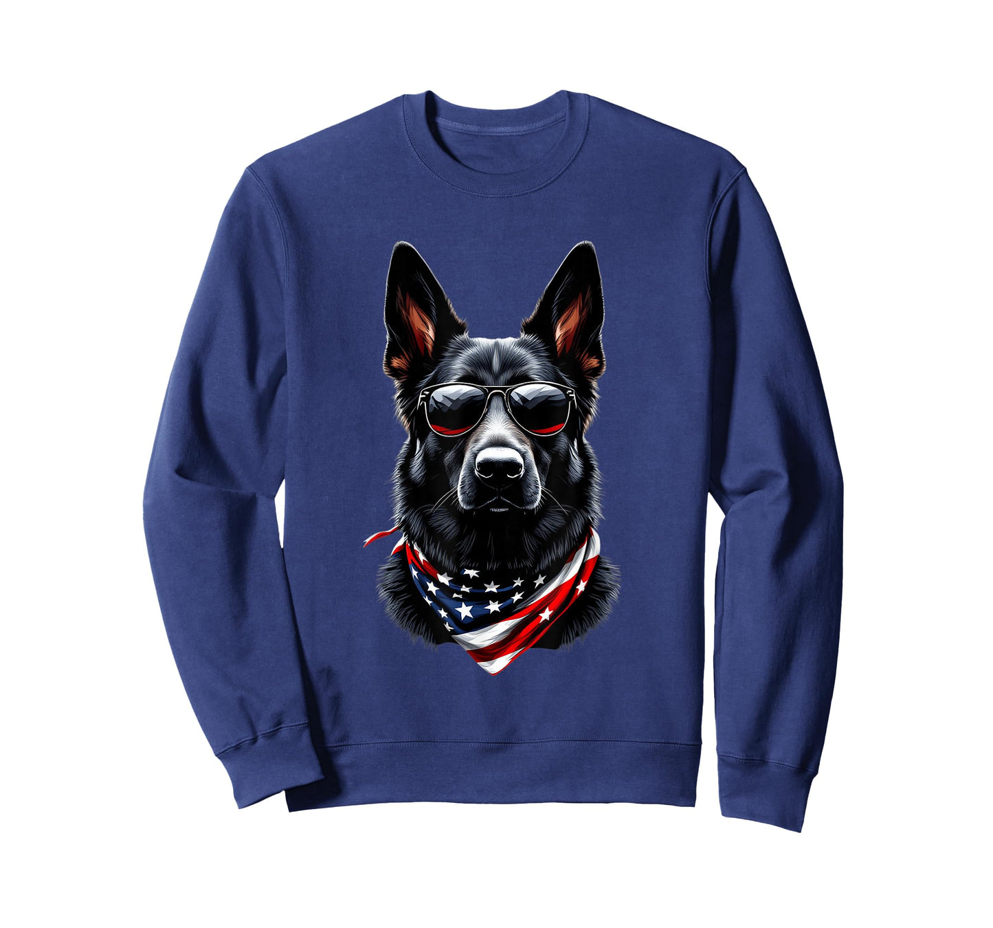 Black German Shepherd American Flag 4th July German Shepherd T-Shirt