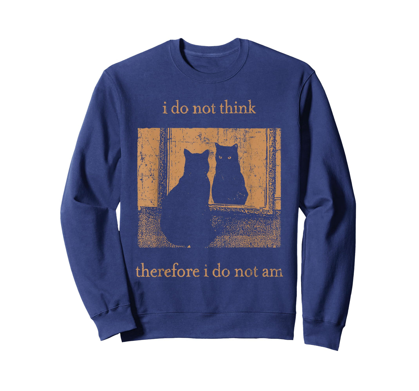 I Do Not Think Therefore I Do Not Am Retro Goth Funny Cat T-Shirt