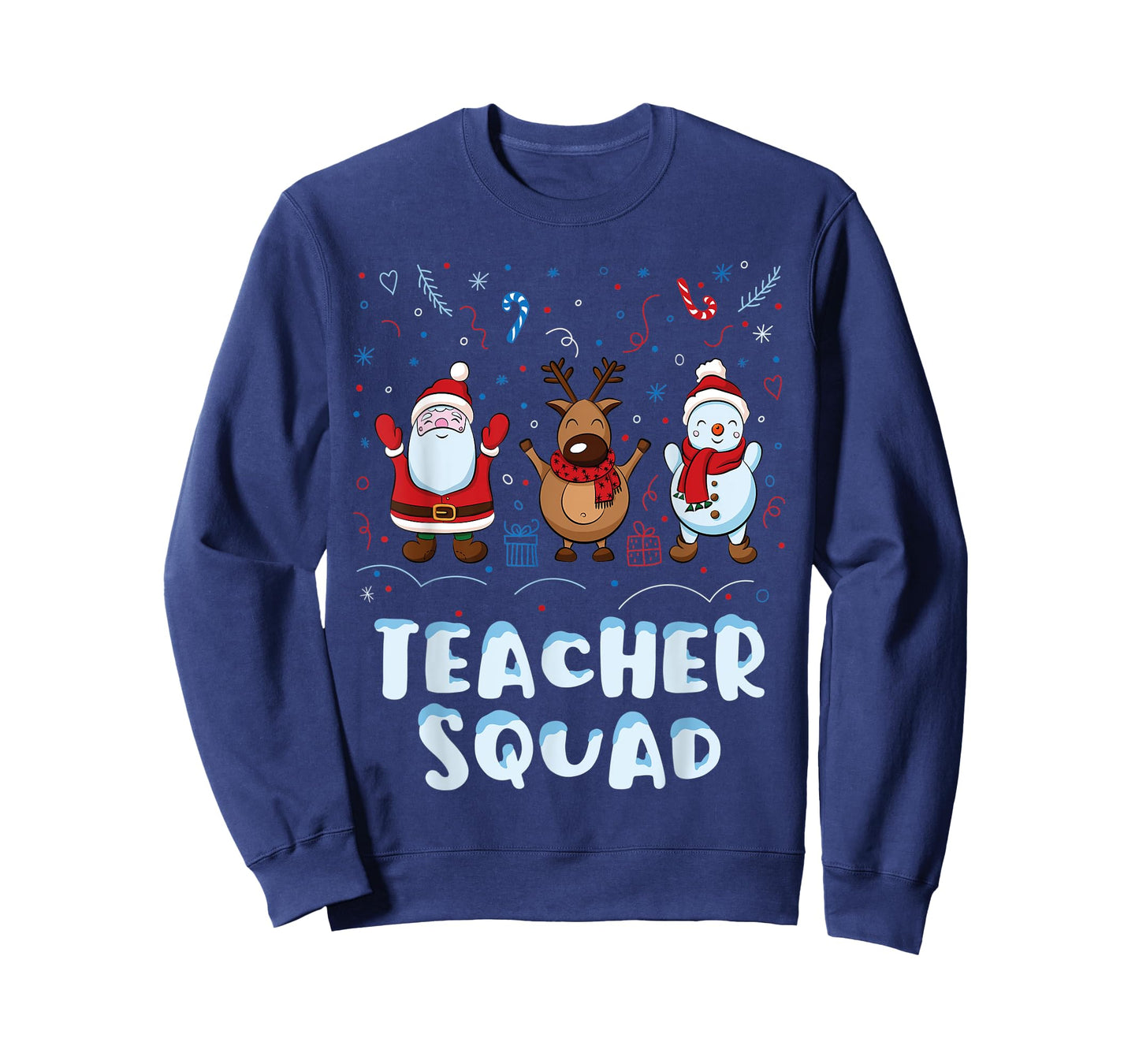 Christmas Teacher Squad Xmas Teacher Reindeer Santa Snowman T-Shirt