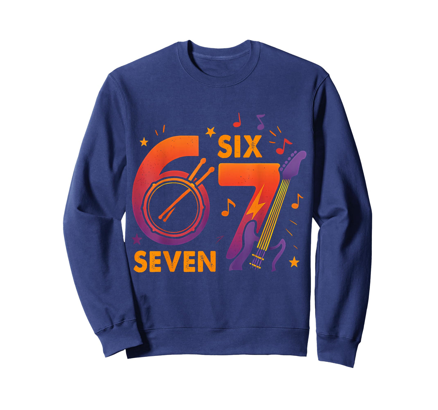 Six Seven Music Rock Guitar 6 7 Cool Meme 67 Funny Slang T-Shirt