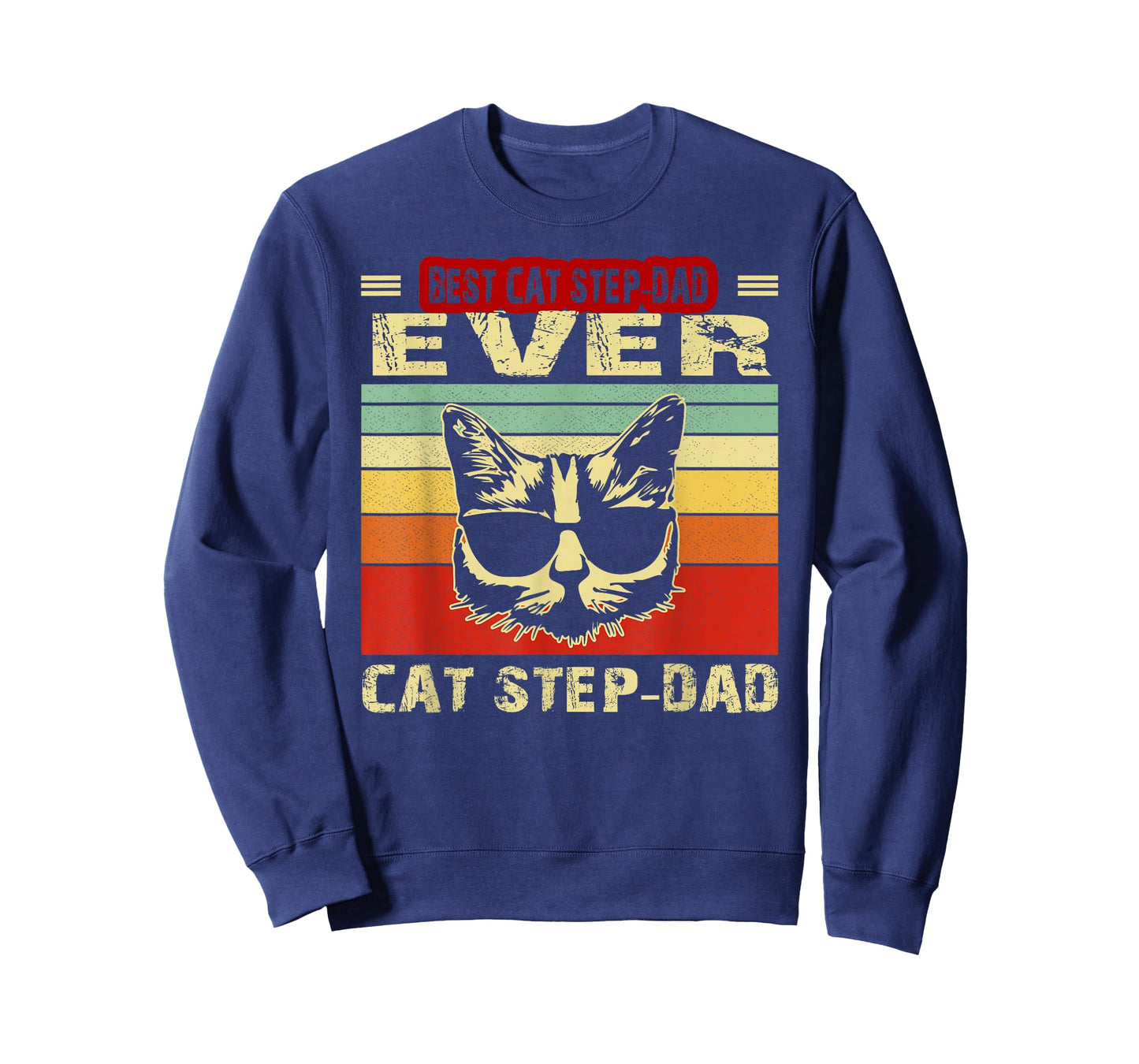 Vintage Best Cat Step-Dad Ever Shirt Cat Step-Dad Fathers Men T-Shirt