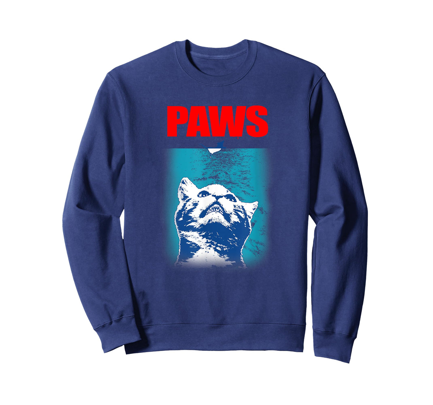 Paws Underwater Shark Attack T-shirt Funny Cat Parody Gift T-Shirt for Men Women Girls Kids