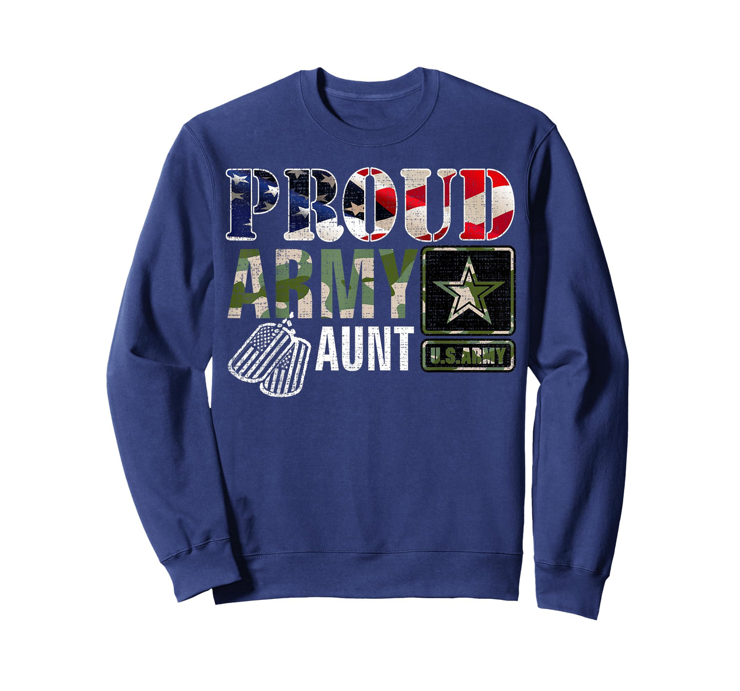 Vintage Proud Army Aunt Camo With American Flag Gift T-Shirt