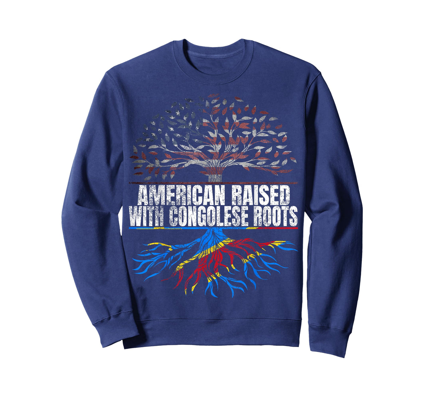 American Raised with Congolese Roots Print USA DR Congo Flag T-Shirt