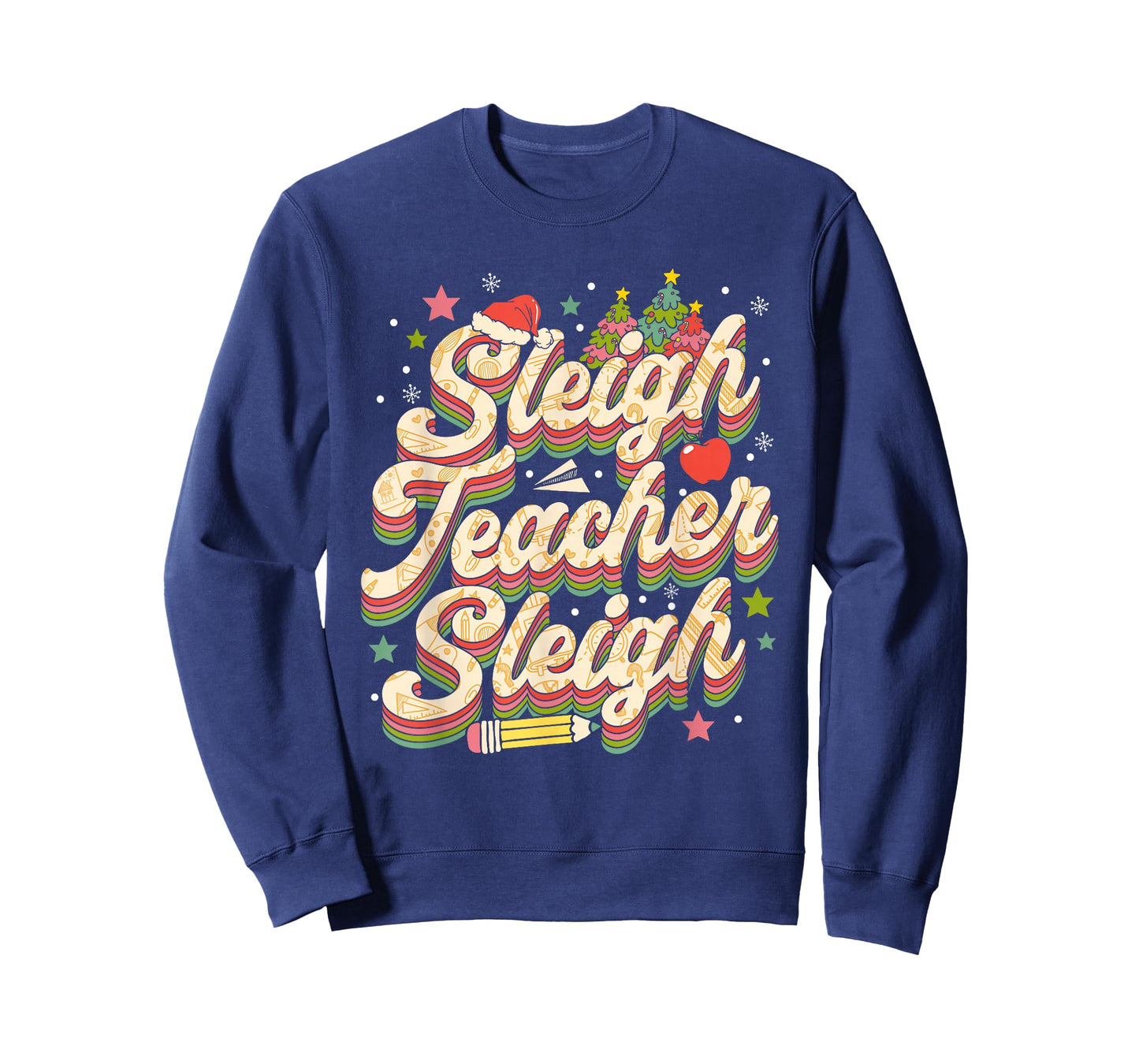 Sleigh Teacher Sleigh Retro Christmas T-Shirt