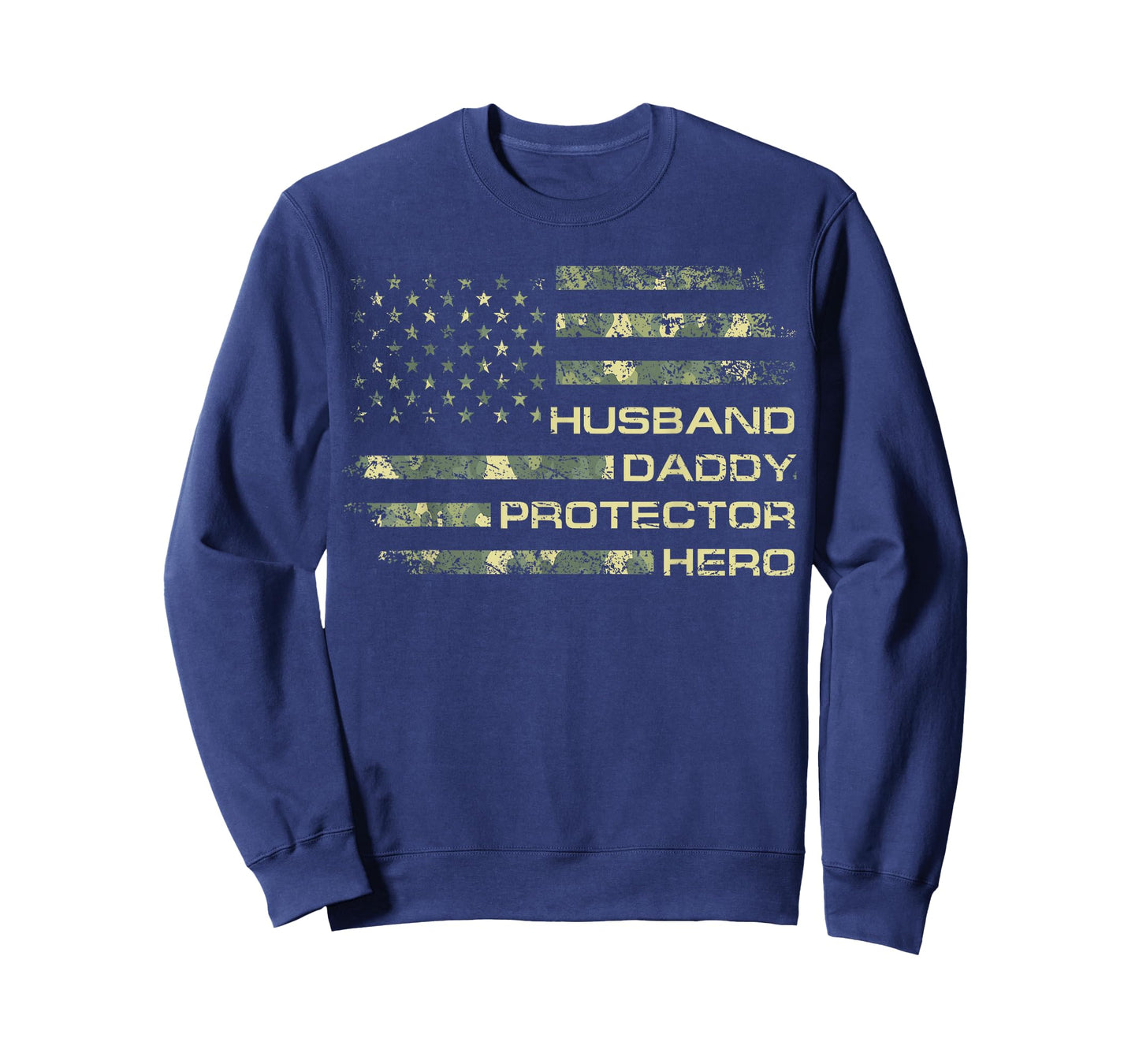 Husband Daddy Protector Hero Camo Flag Men Xmas Patriotic T-Shirt