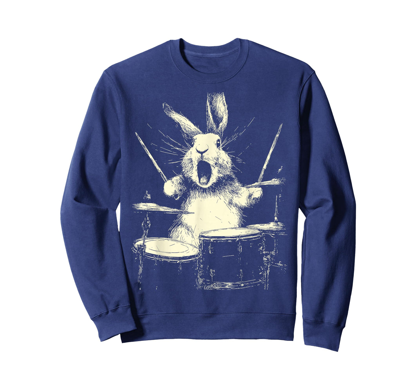 Cute Rabbit Playing Drums Funny Music Animal Drummer Graphic T-Shirt