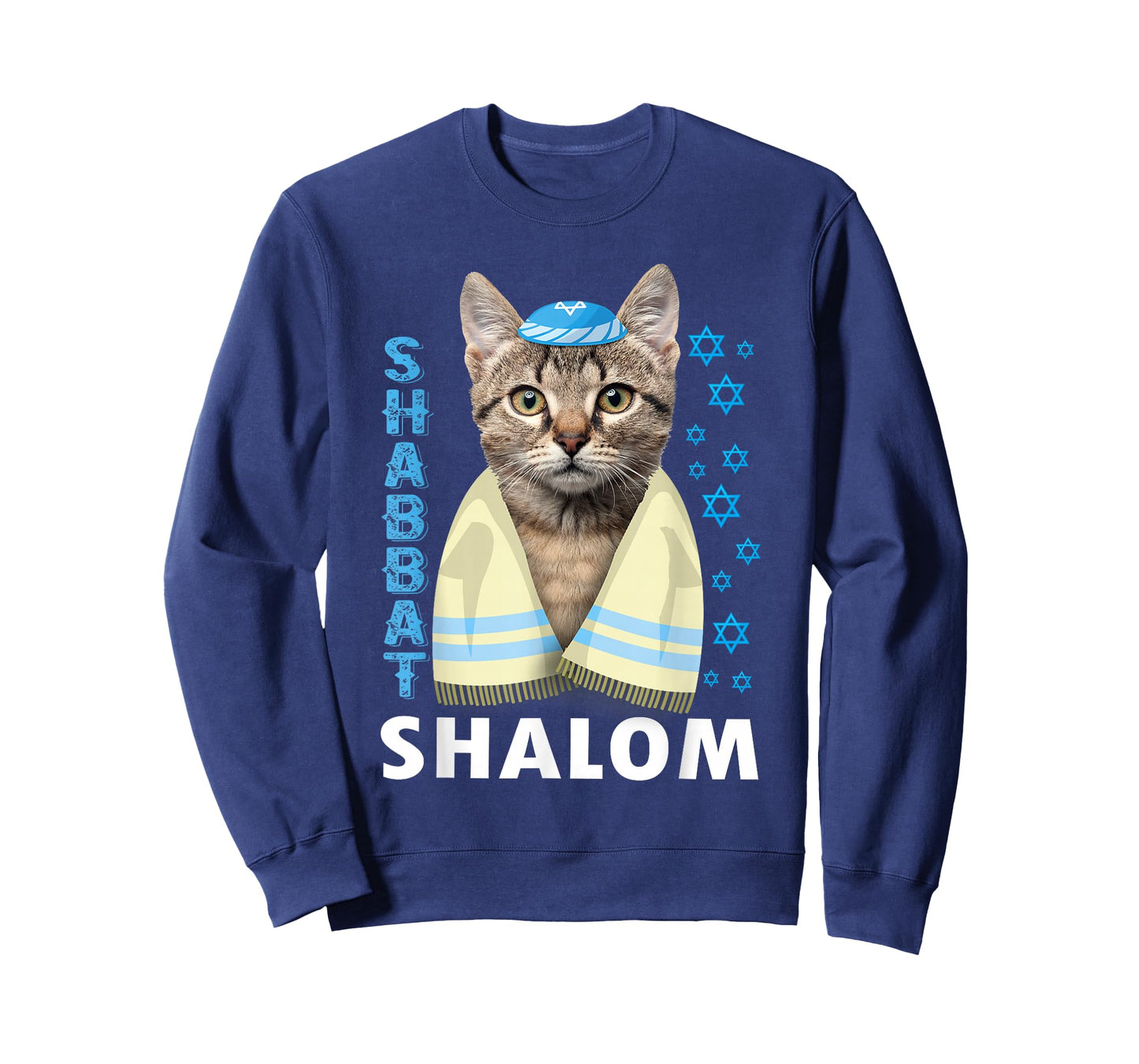 Funny Jewish Shabbat Shalom Cute Cat With Kippah T-Shirt