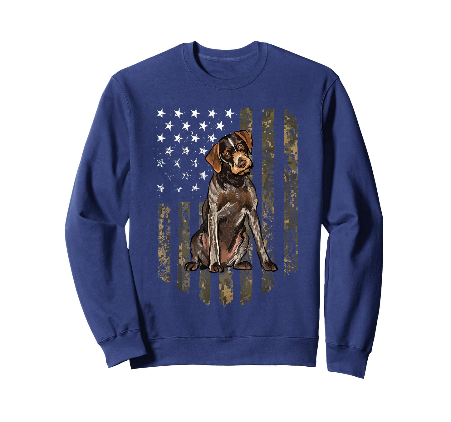 Camo American Flag German Wirehaired Pointer 4th of July USA T-Shirt