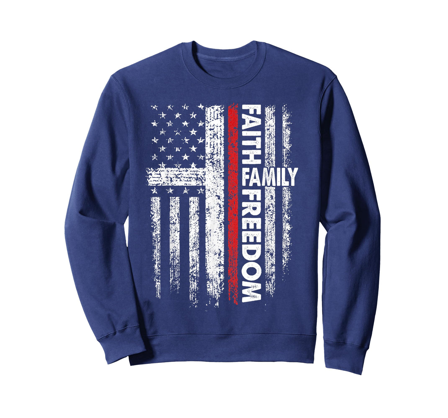 Faith Family Freedom Patriotic Christian Vintage USA Flag T-Shirt