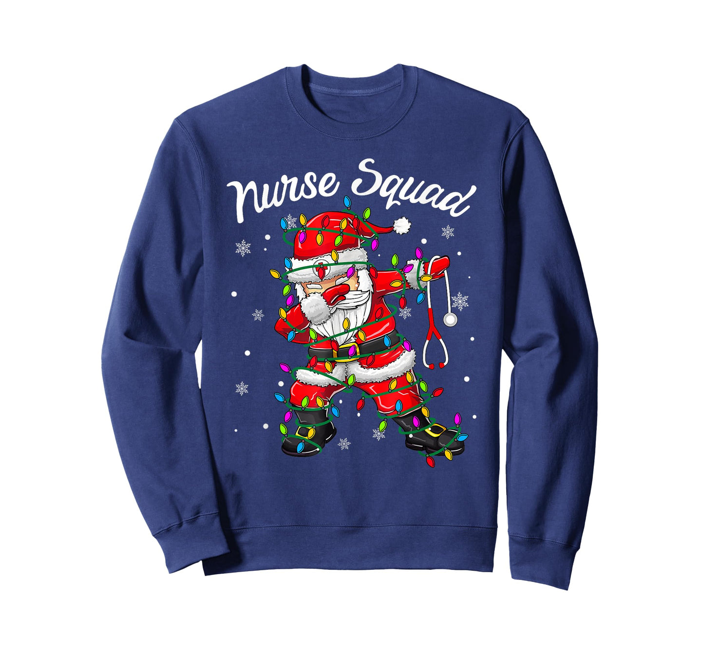 Christmas Scrub Xmas Light Dabbing Santa Scrubs Nurse Squad T-Shirt