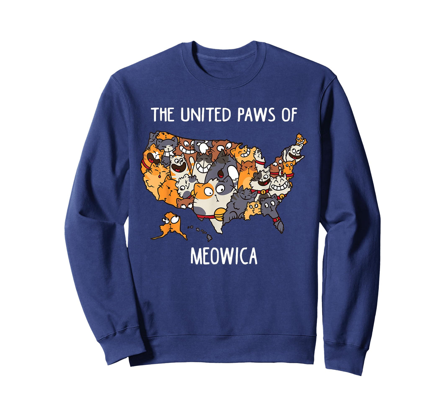 Cat Map of The United States Men Women Kids Funny Cat T-Shirt