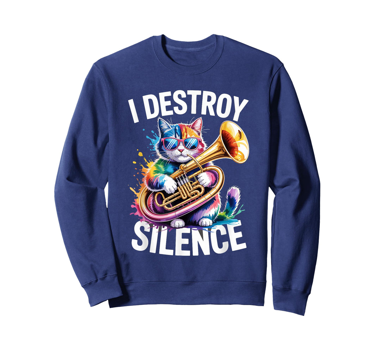 Cat I Destroy Silence Tuba Tubist T-Shirt