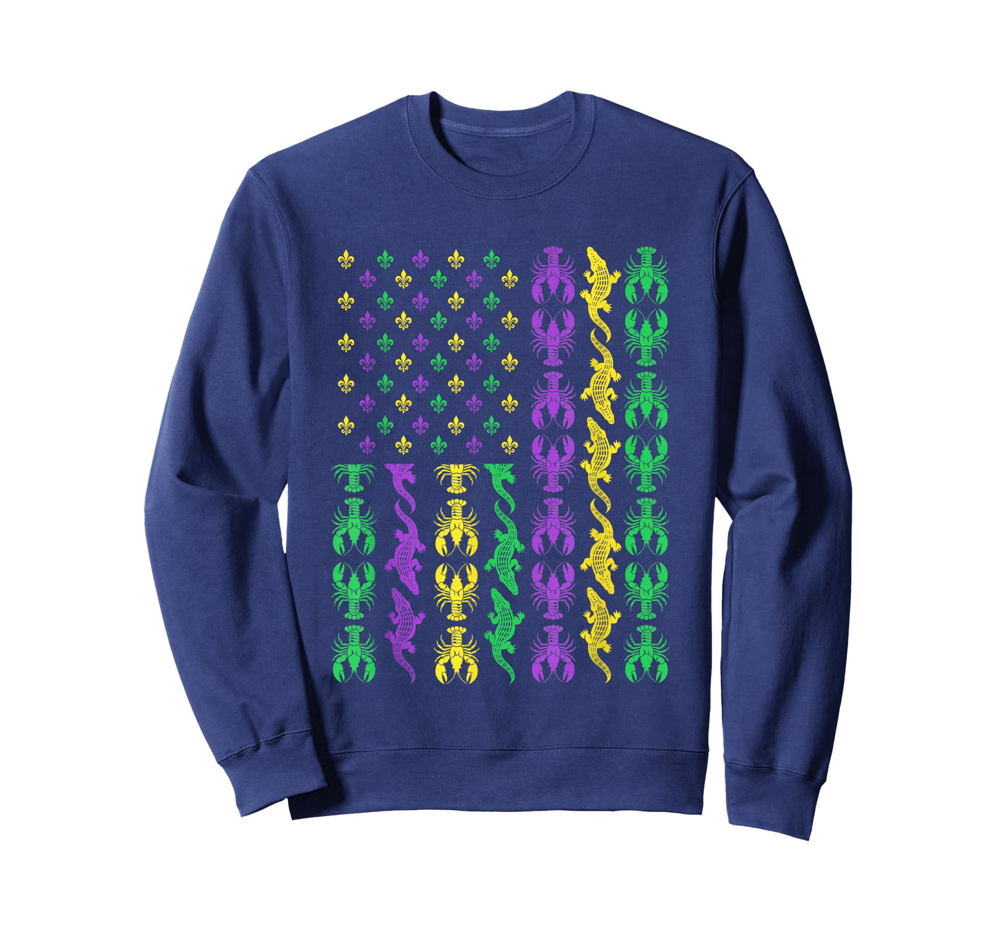 Mardi Gras USA American Flag Crawfish Alligator Mardi Gras T-Shirt
