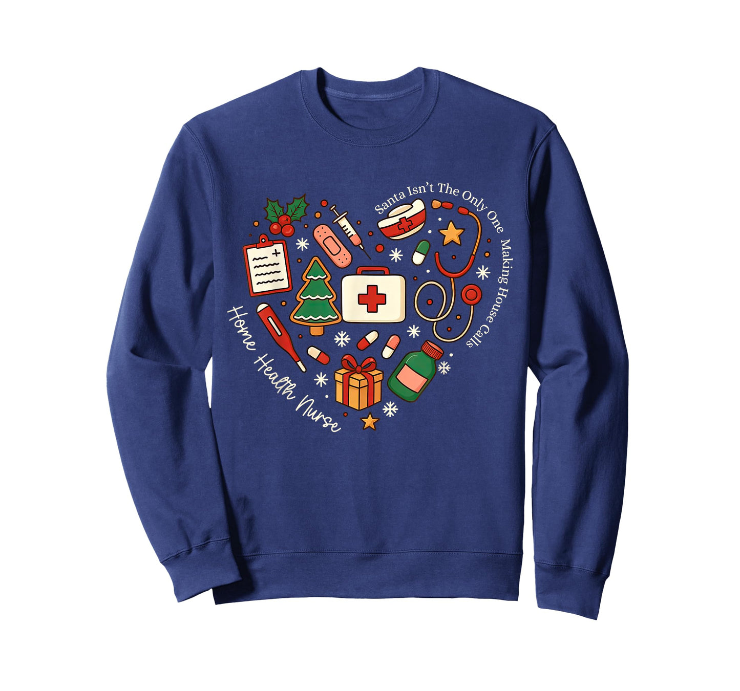 Christmas Home Health Nurse Heart Public Health Registered T-Shirt