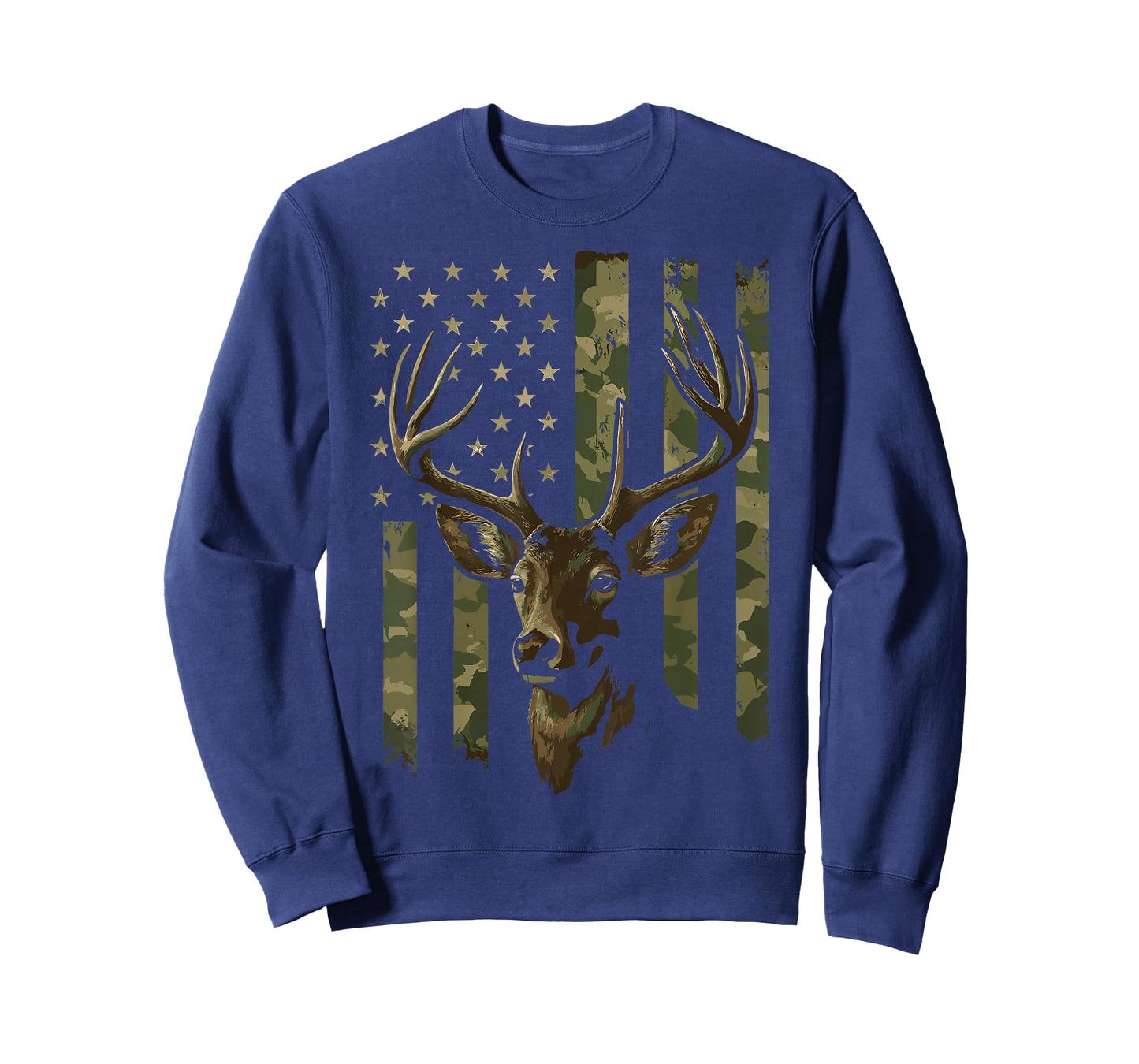 Camouflage USA Flag Deer Hunting Camo Whitetail Buck Head T-Shirt