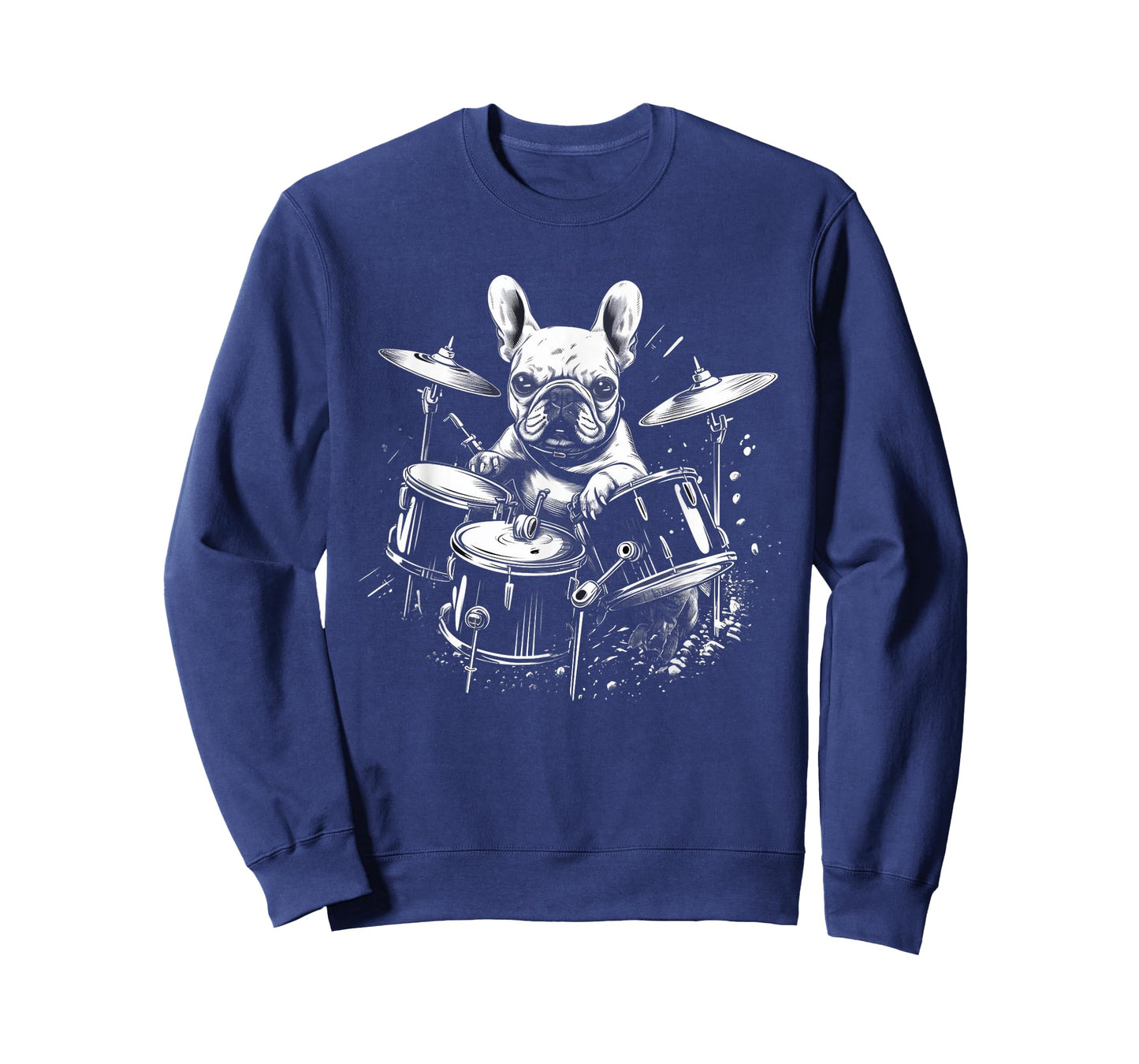 Funny French Bulldog Dog Playing Drums T-Shirt for Men Women
