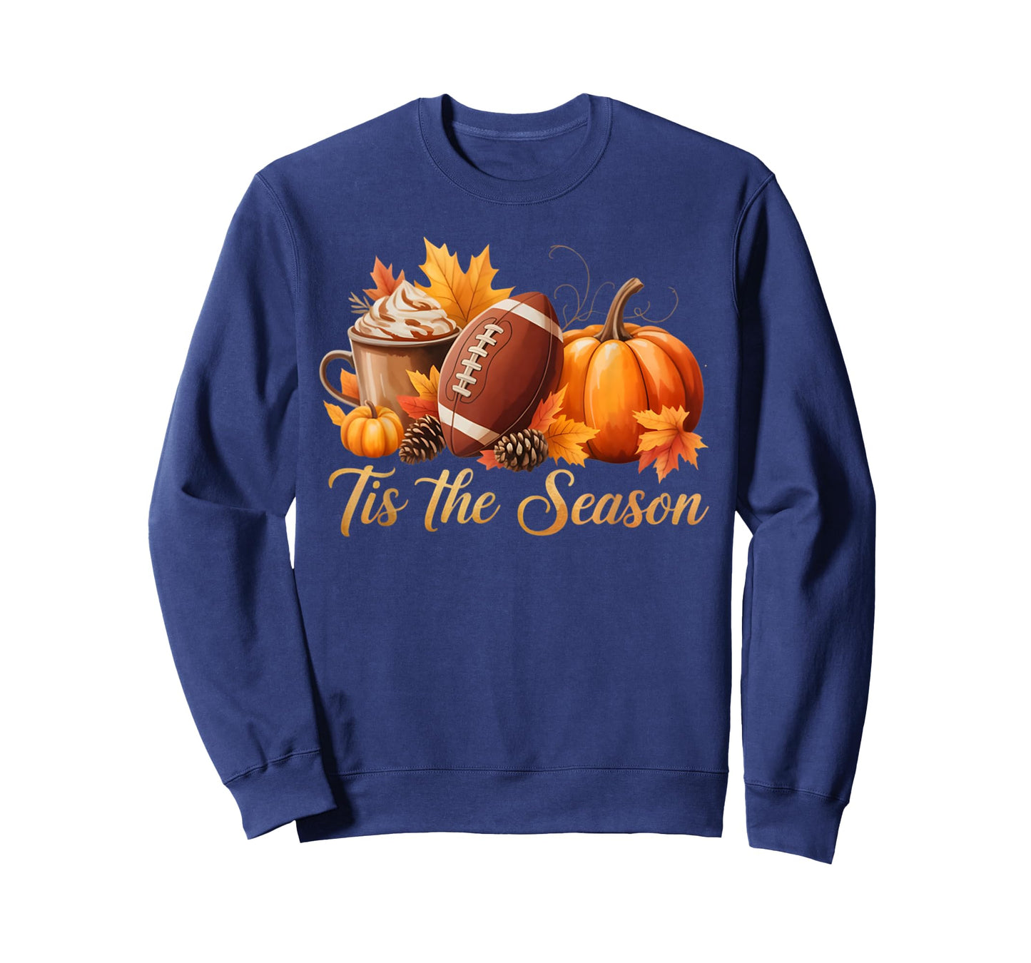 Tis The Season Fall Thanksgiving Pumpkin Spice Football Tee T-Shirt