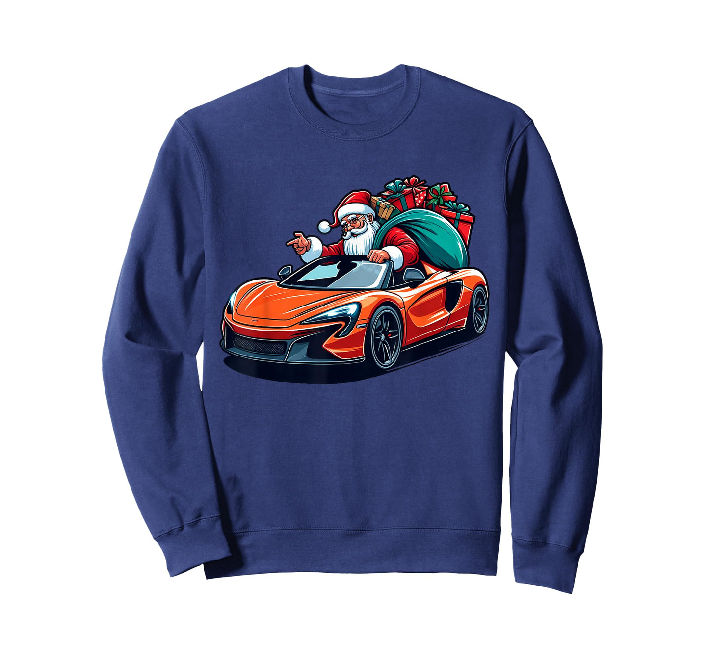 Funny Cool Santa Driving Sport Car Christmas Driver Pajama T-Shirt