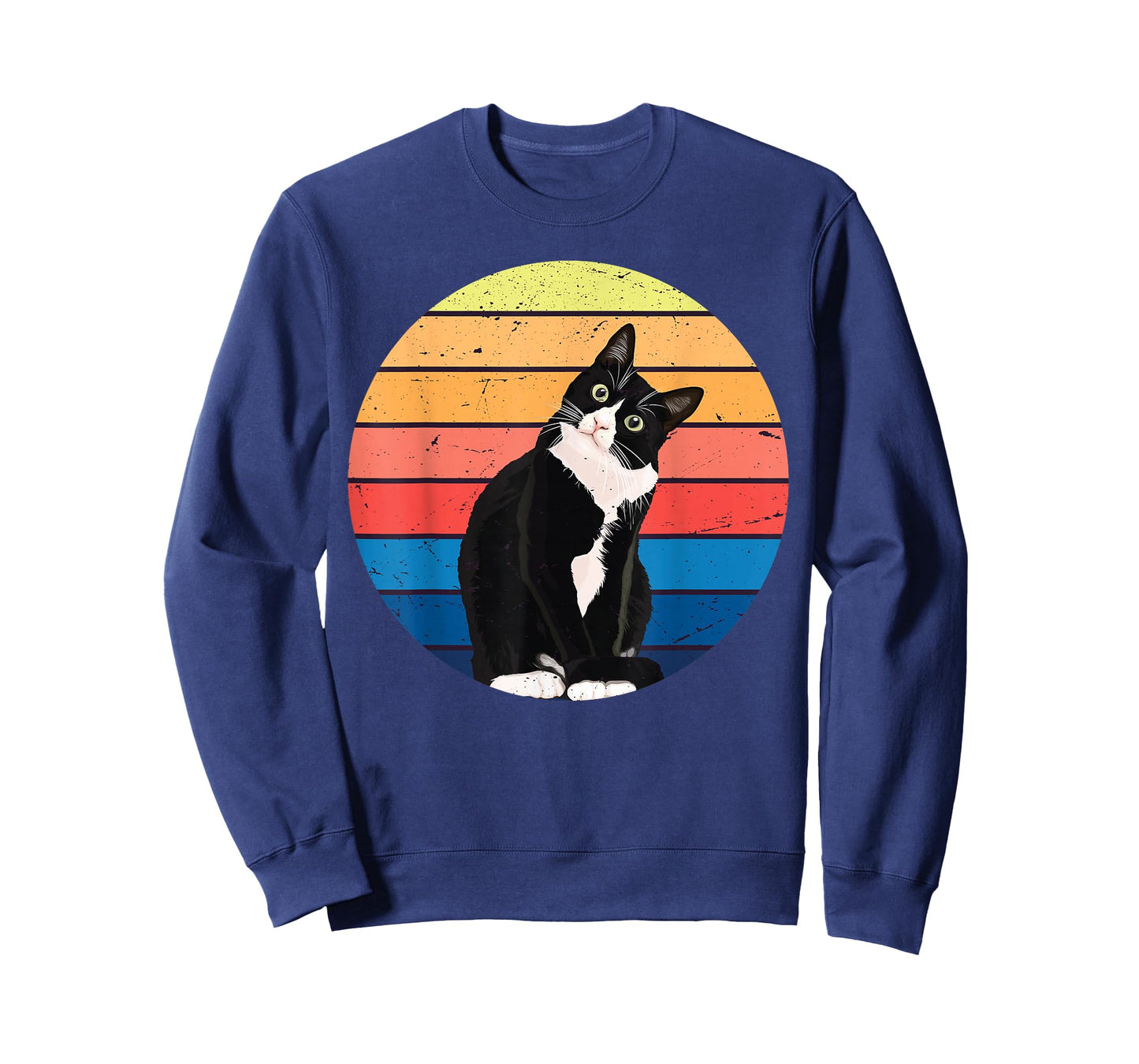 Tuxedo Cat Gift Retro Colors for Animal Lovers T-Shirt