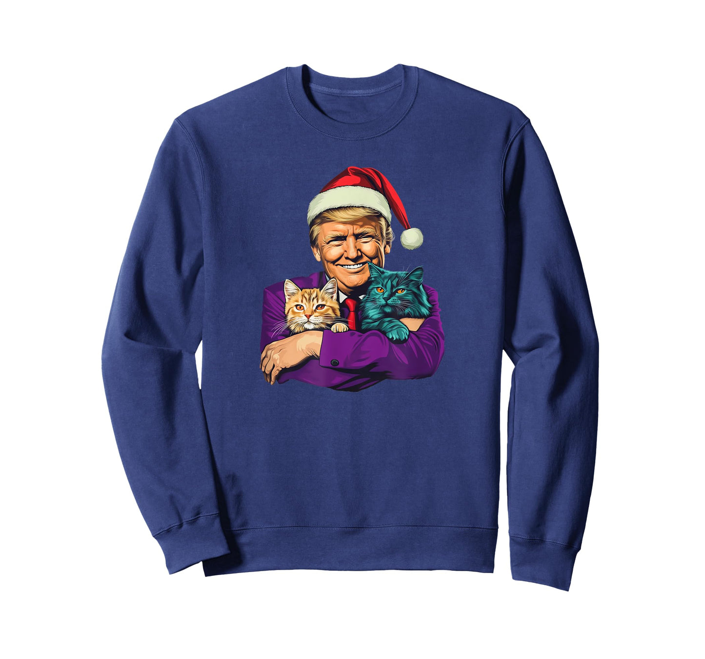 Trump Holding Cats Merry Christmas Festive Funny T-Shirt