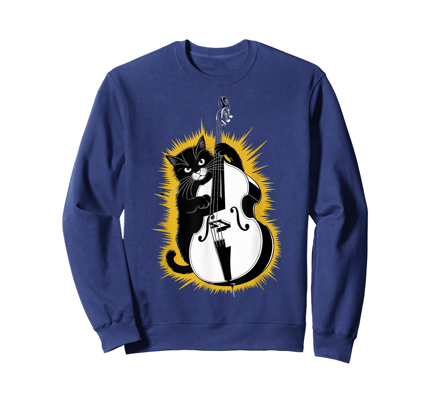 Cat Playing Upright Bass instrument on Cat Double Bassist T-Shirt