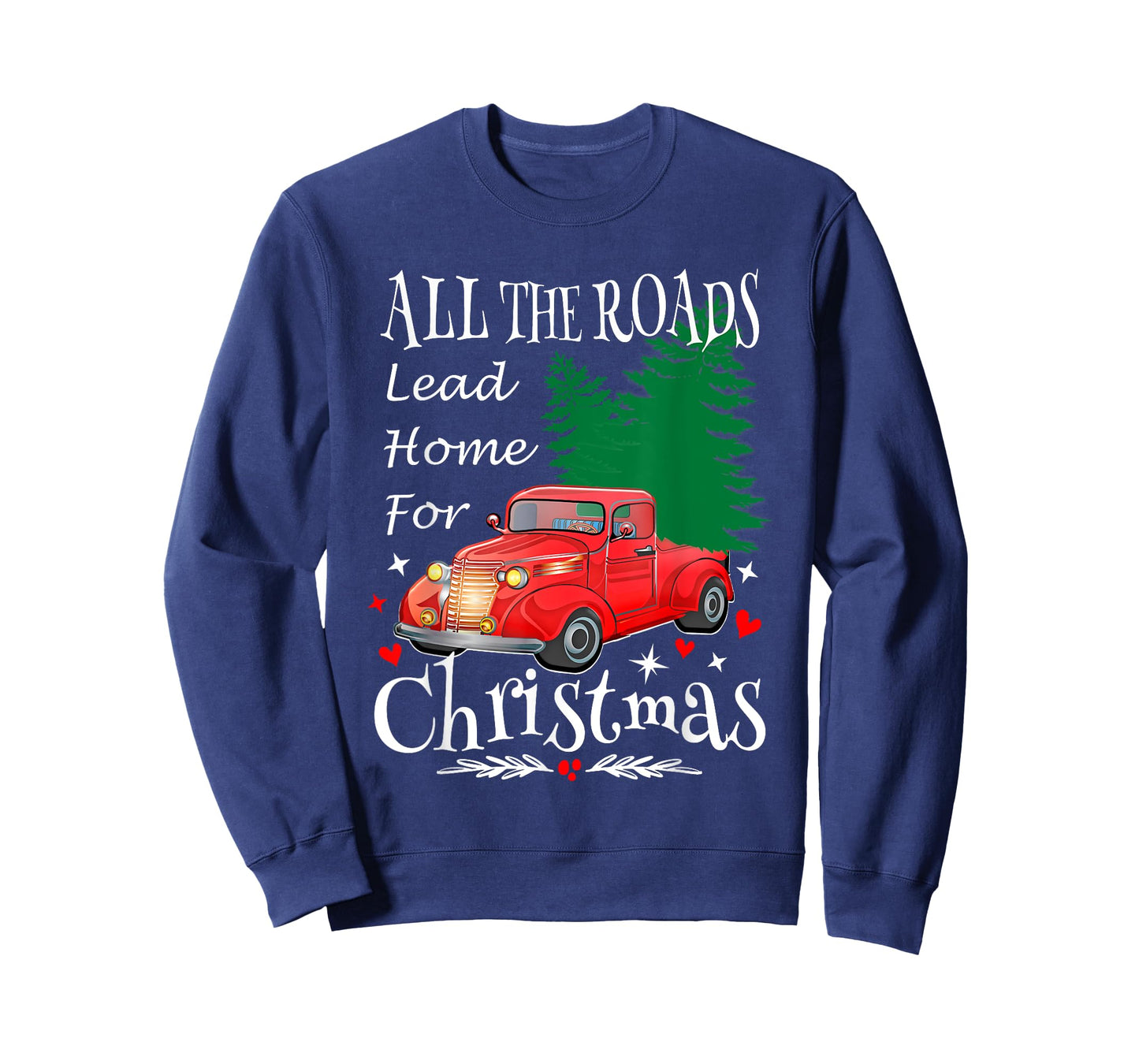 All The Roads Lead Home For Christmas Red Truck Xmas Tree T-Shirt