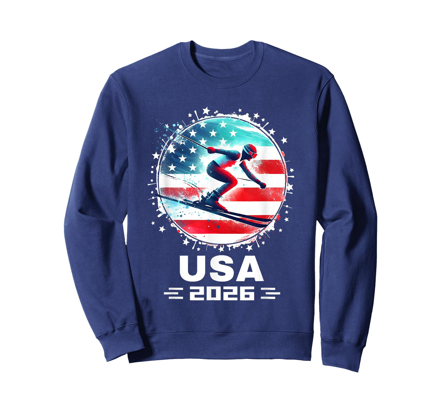 USA Team 2026 United States American Flag Skiing USA Ski T-Shirt