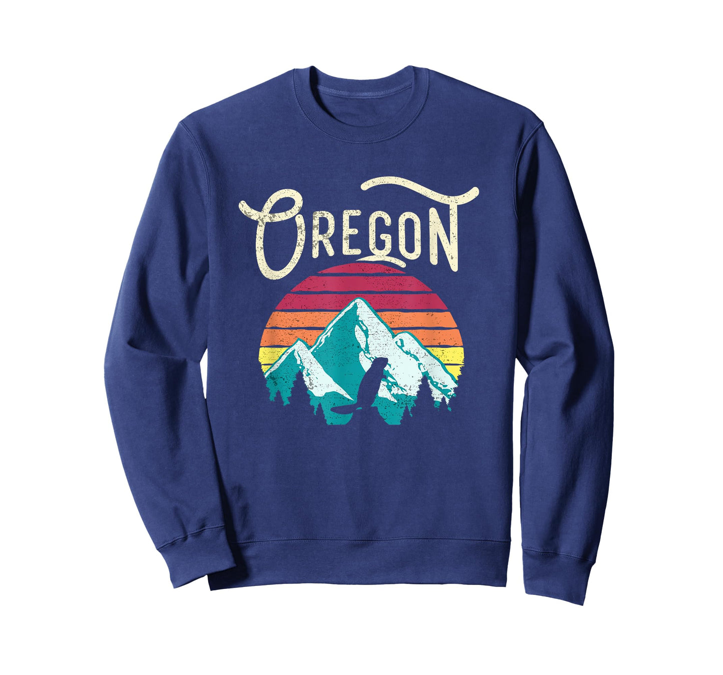 Retro Vintage Oregon OR Mountains Beaver T-Shirt Small