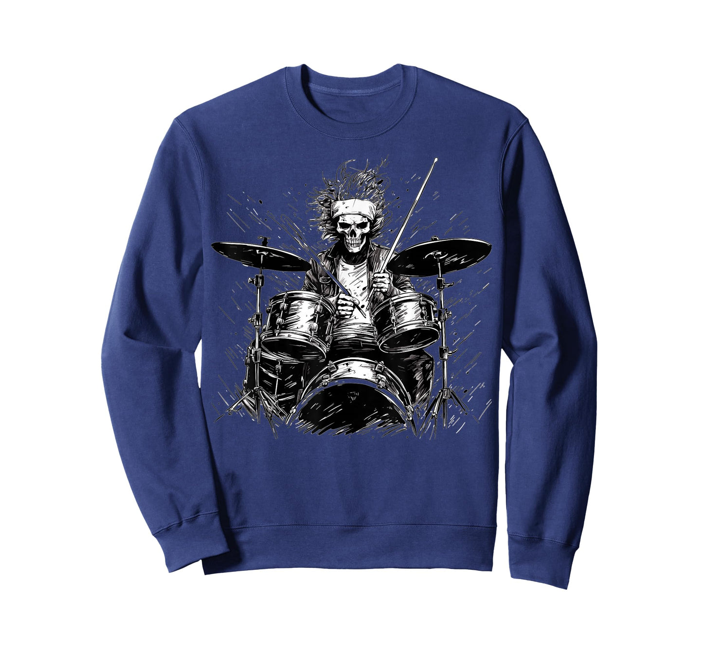 Skeleton Drummer Guy Rock and Roll Band Rock On Drum Kit T-Shirt