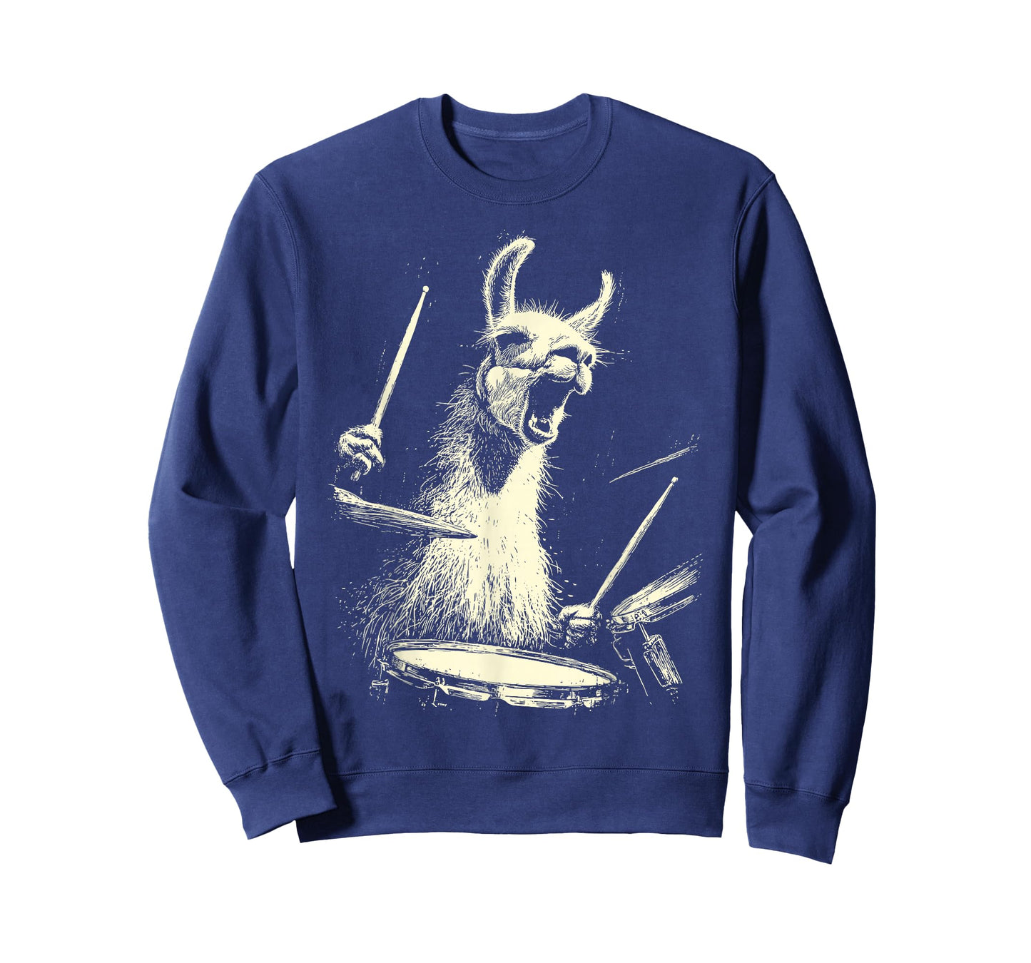 Cute Llama Playing Drums Funny Music Animal Drummer Graphic T-Shirt