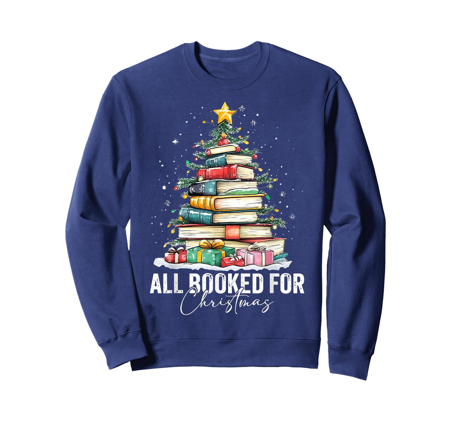 All Booked for Christmas Coquette Books Teacher Xmas Tree T-Shirt