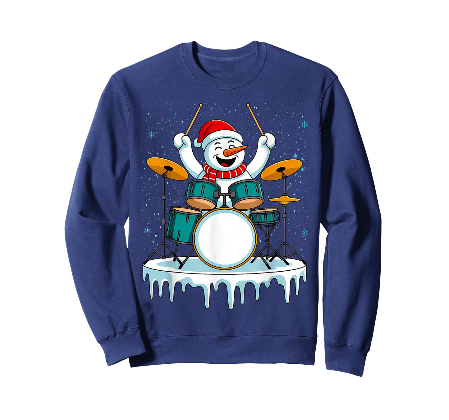 Snowman Drummer Christmas Drums Percussionist T-Shirt