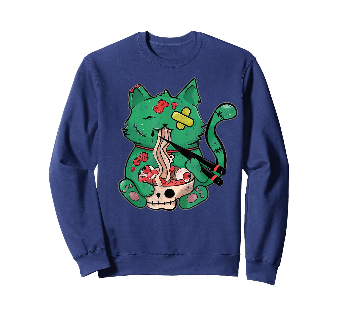 Pastel Goth Kawaii Creepy Cat Eating Ramen Noodles Halloween T-Shirt