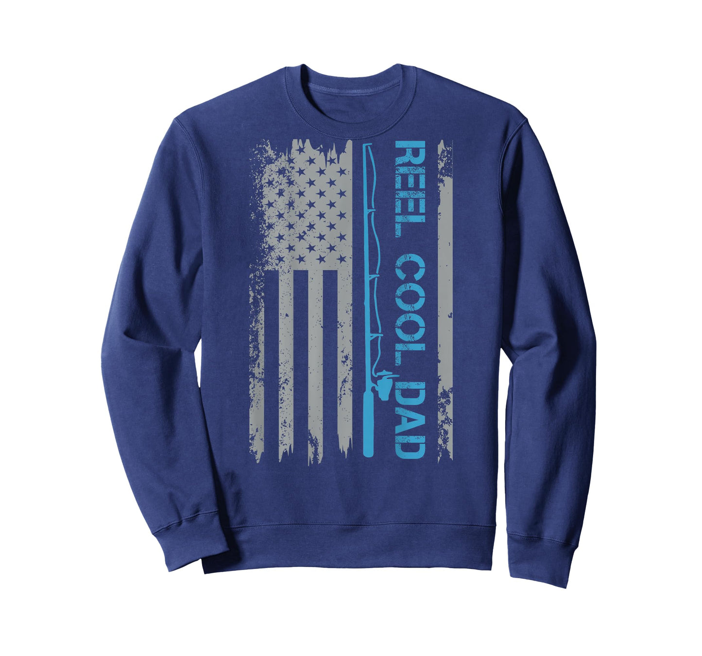 Reel Cool Dad Fishing USA Flag Patriotic 4th of July On Back T-Shirt for Men