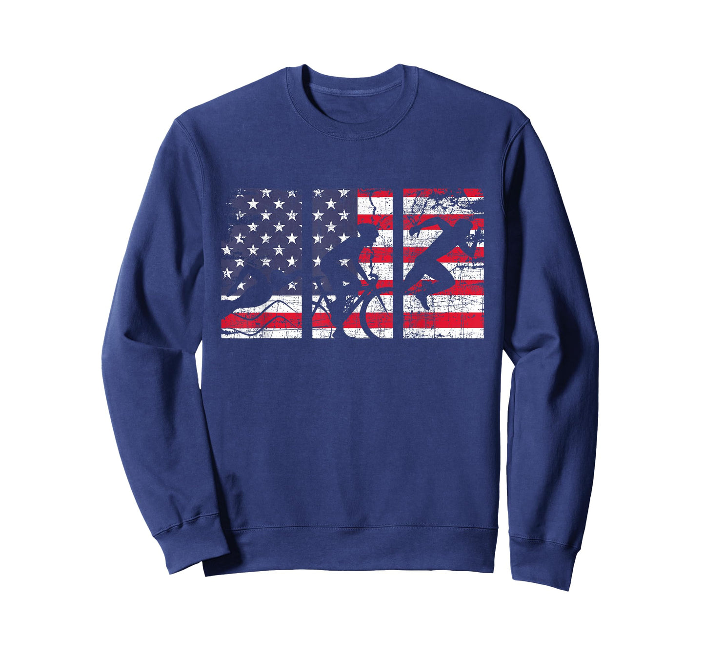 Triathlon USA Flag - Triathlete Athlete Sports Swim Run Bike T-Shirt