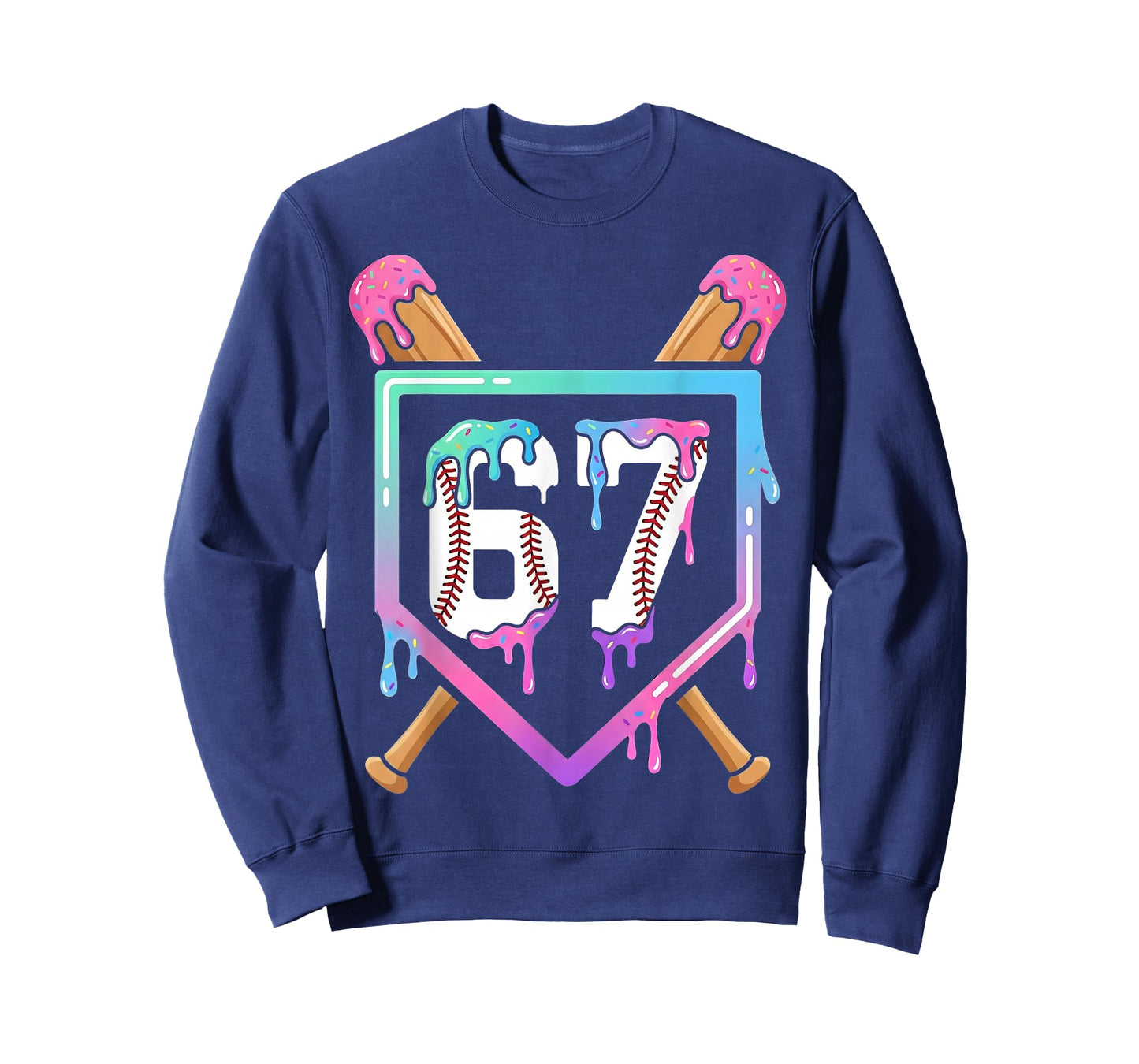 Baseball Ice Cream Drip 67 Player Dabbing Six Seven Boys T-Shirt
