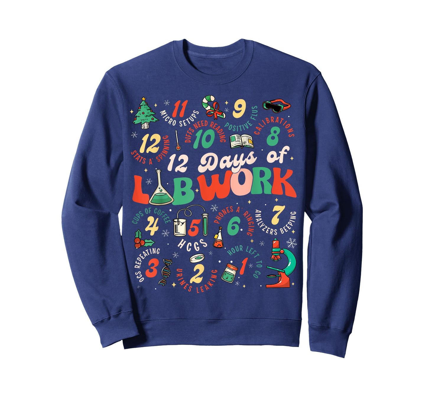 12 Days Of Lab Technician Christmas Funny Medical Laboratory T-Shirt