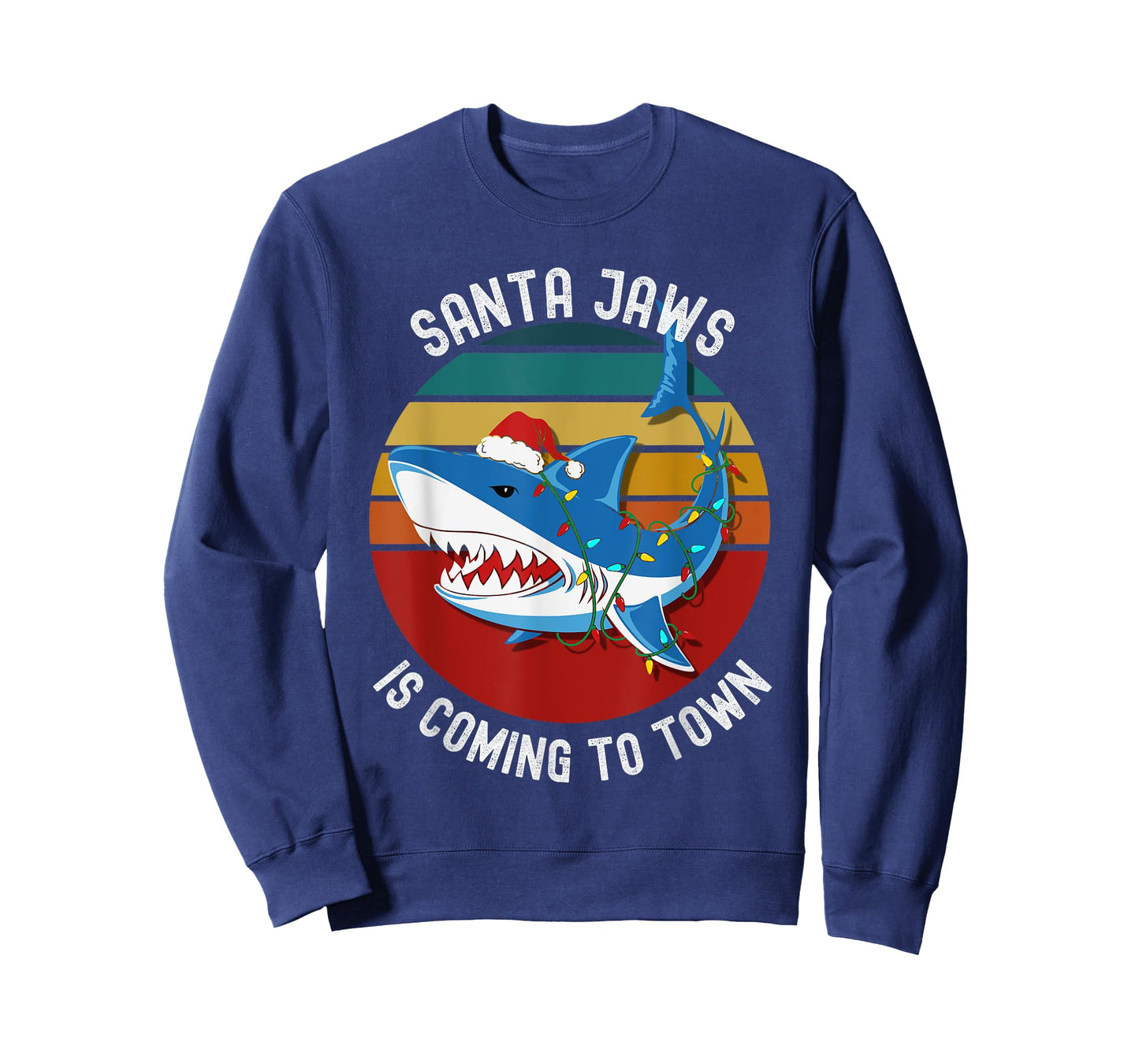 Santa Jaws Christmas Shark Lights Funny Men Womens & Kids T-Shirt