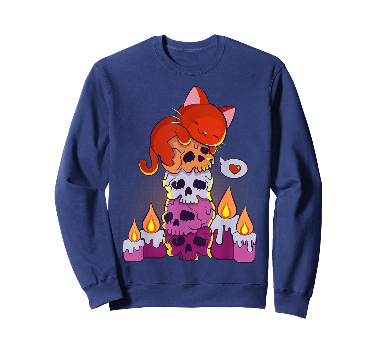Subtle Lesbian Pride Aesthetic Kawaii Cat on Skulls Anime T-Shirt