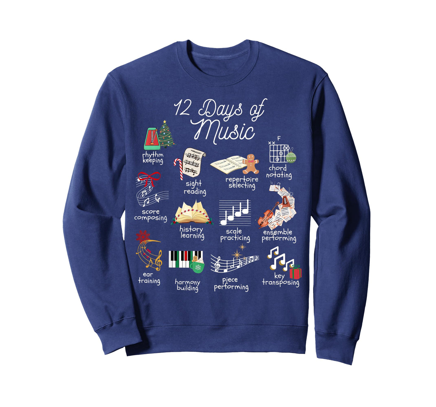 12 Days of Music Teacher Christmas Musician Band Teaching T-Shirt