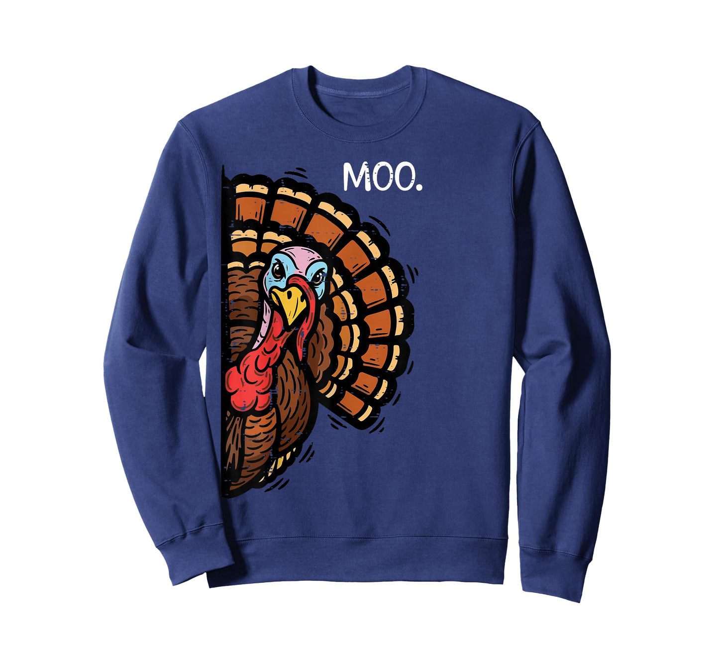Thanksgiving Peeking Turkey Moo Funny Joke Men Women Kids T-Shirt