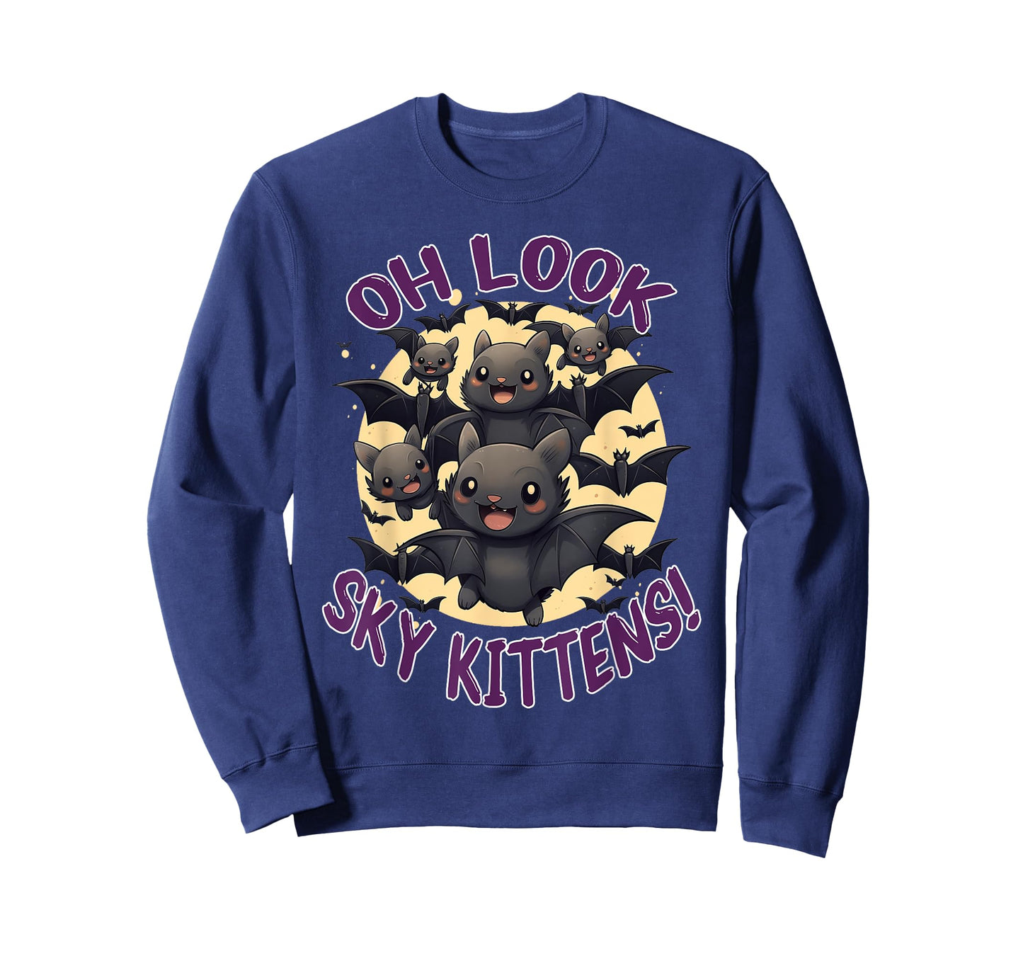 Funny Bat Sky Kittens Halloween T-Shirt